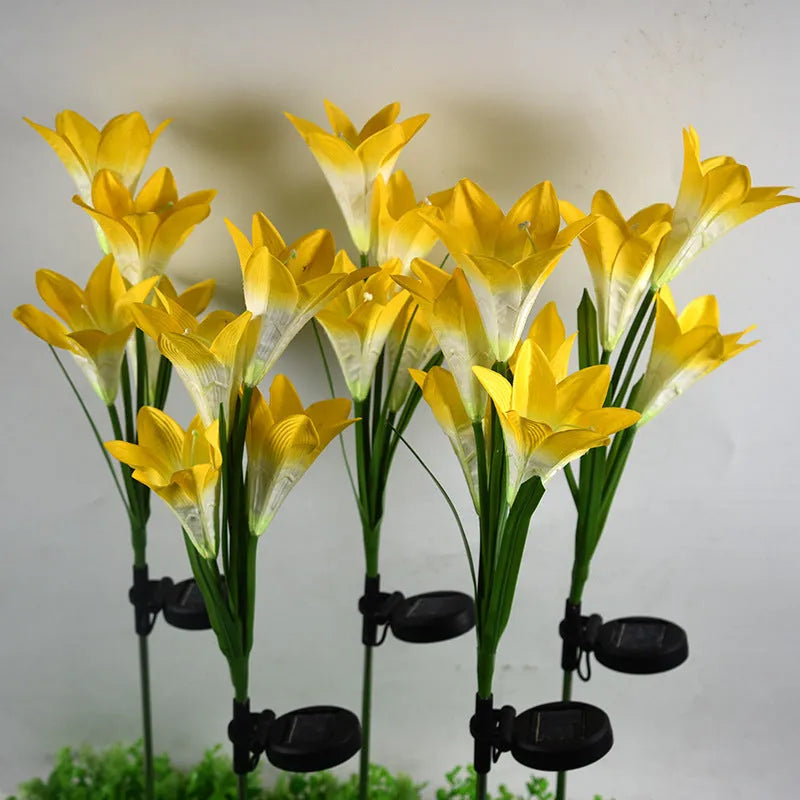 Solar lily festive lantern outdoor villa courtyard garden flower shape solar powered IP65 850mm