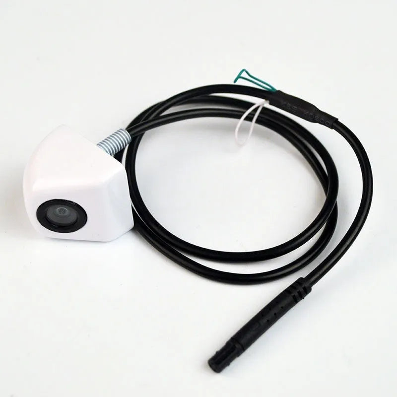 HD car reverse parking camera with metal shell and night vision, shown with integrated cable.