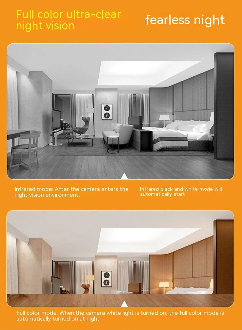 Wireless bulb security camera with compact 5cm by 12cm size and dual-band connectivity for indoor outdoor use