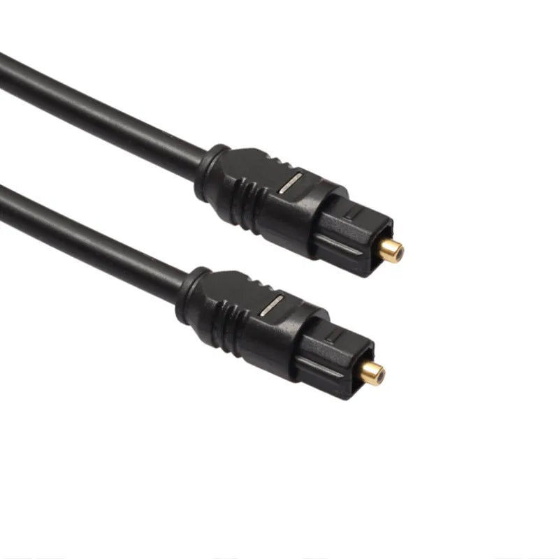 Black Toslink optical audio cable with square connector mouth, 2 metre length