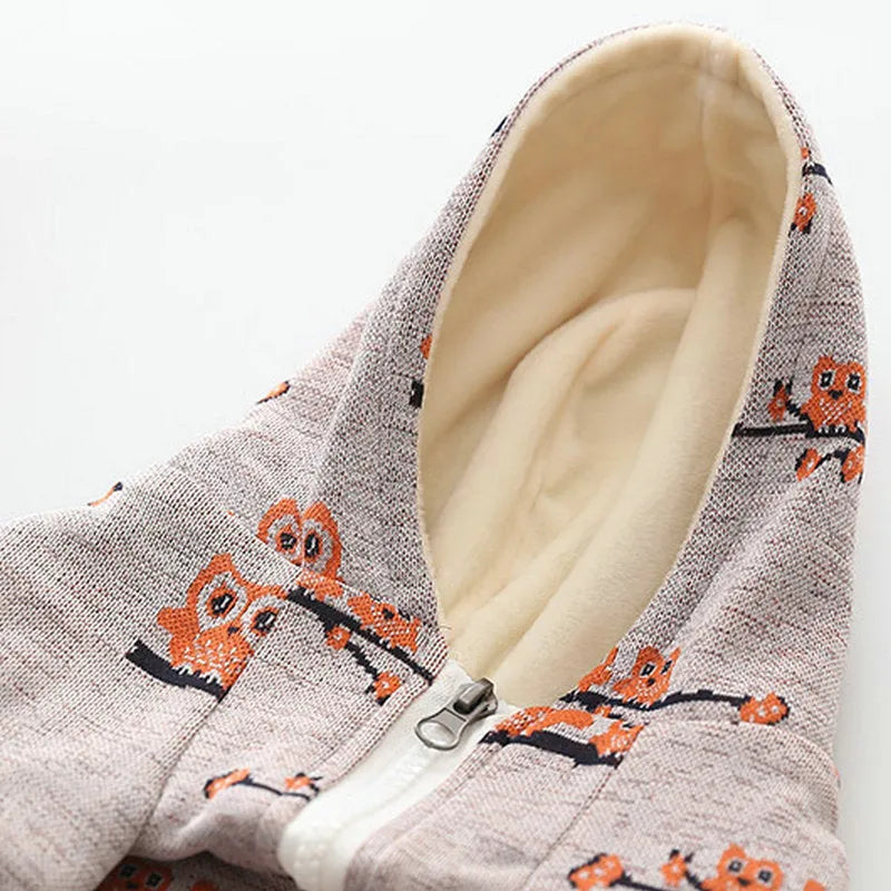 Blue casual cotton dog sweater with zipper and dog pattern on coat