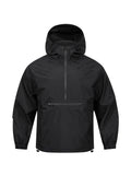 Men's Korean-style corduroy hooded jacket with half-zip front in light grey colour