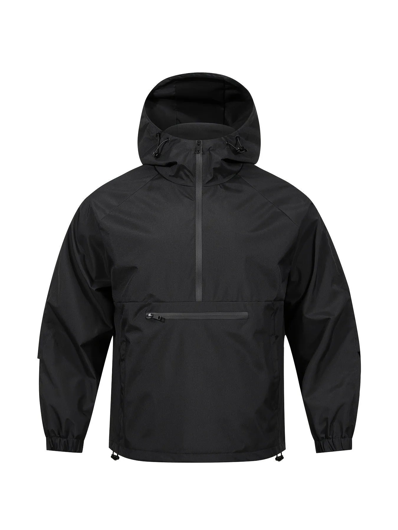 Men's Korean-style corduroy hooded jacket with half-zip front in light grey colour