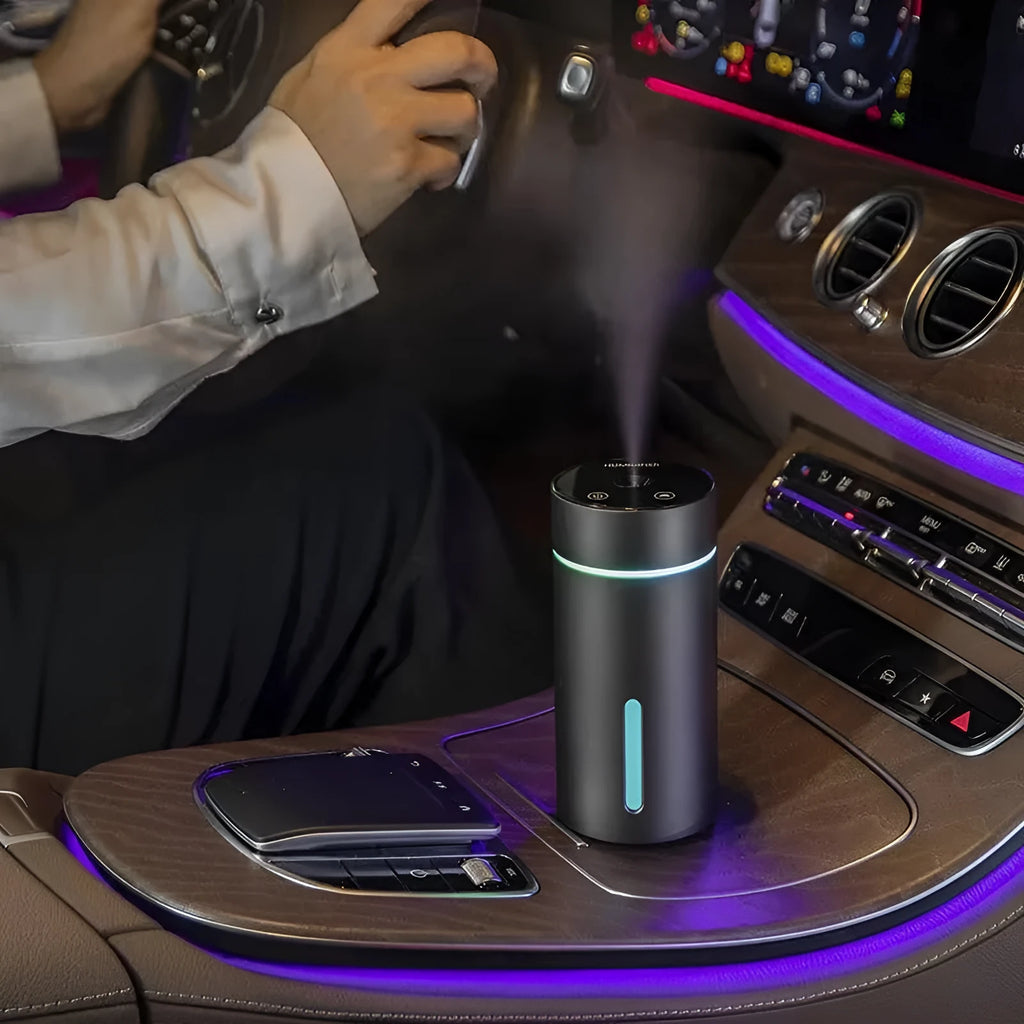A6 aluminium car humidifier diffuser with 260ml tank and LED light