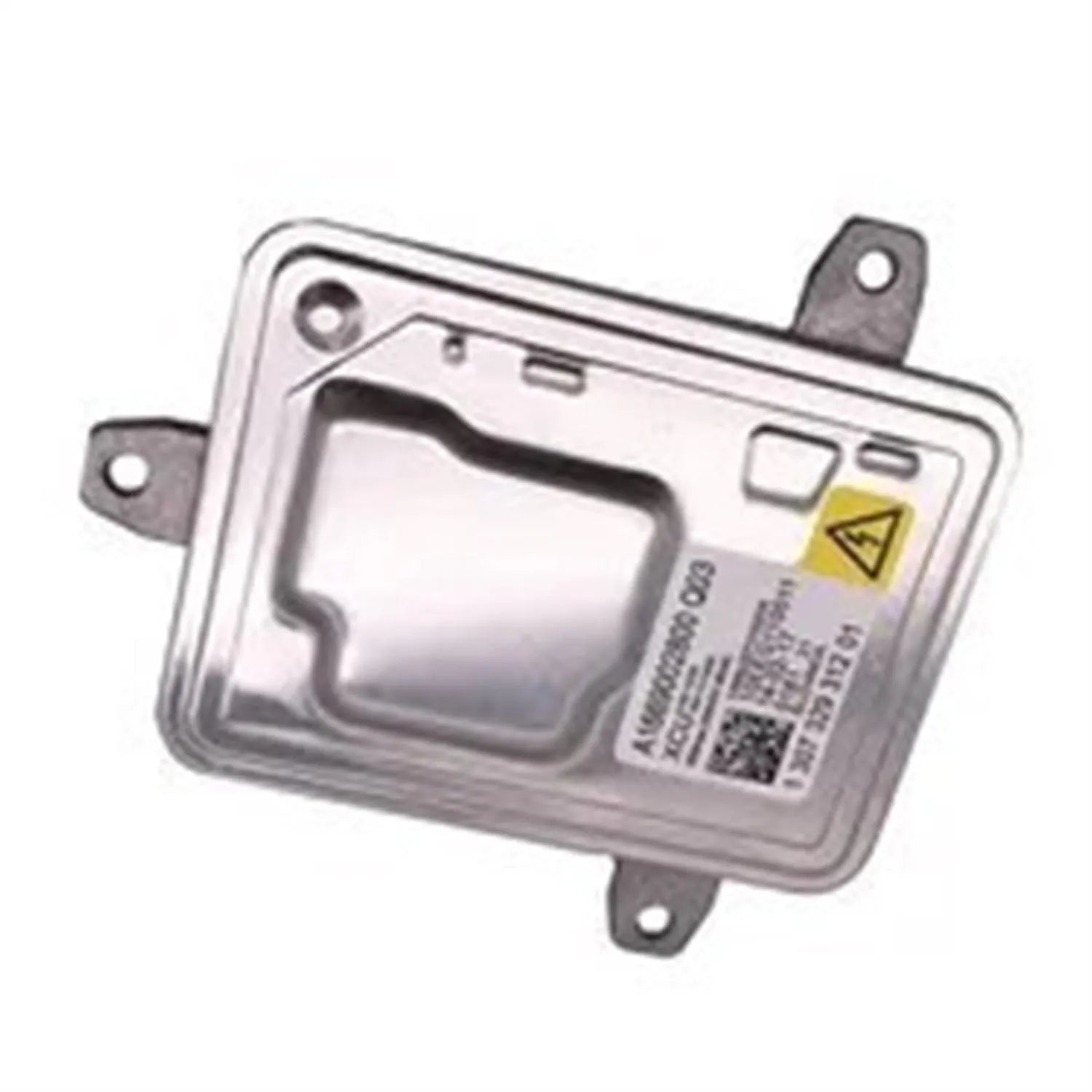 Metal headlight ballast measuring 14 by 11 by 4.5 centimetres for automotive lighting systems
