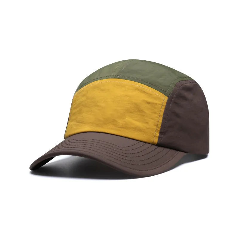 Men's quick-drying baseball cap five-piece set showing khaki, army green, orange and yellow colours