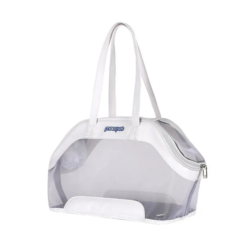 MOORPET leather cat carry bag in solid colour with 25L capacity for pet transport