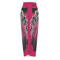 Women's polyester one-piece swimsuit with printed floral design and wrap skirt option