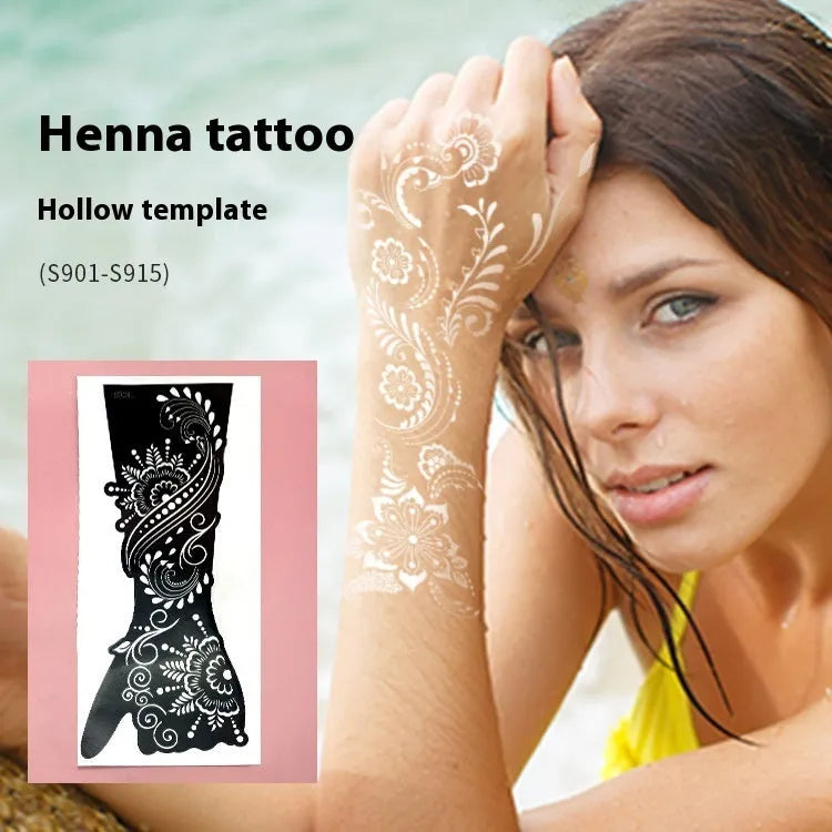 Creative all-match hollow template tattoo sticker with geometric three-dimensional paper carving design