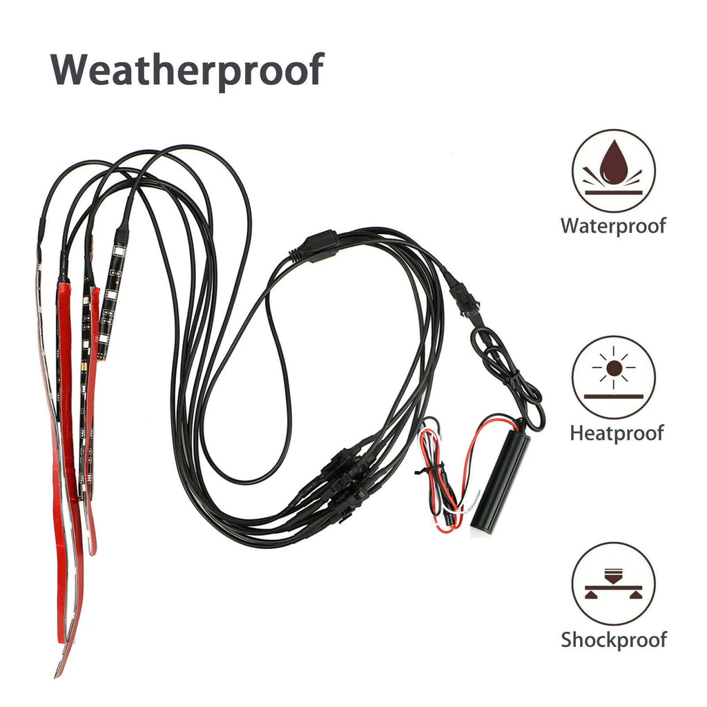 RGB vehicle interior light kit with wireless remote control and flexible silicone strip