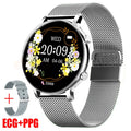 Bluetooth call smartwatch with stainless steel business strap showing health monitoring display