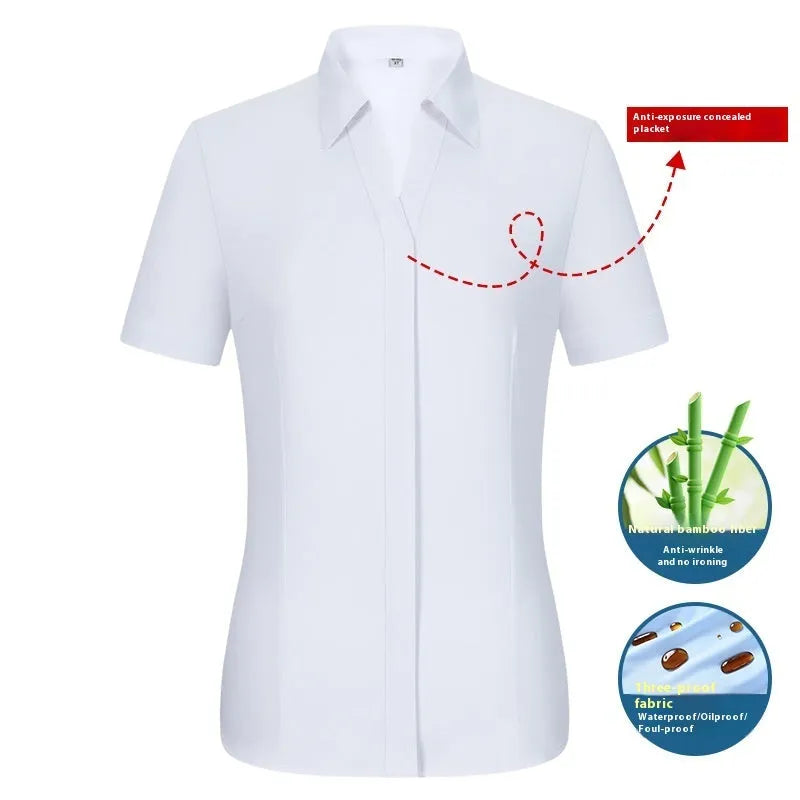 Men's slim fit waterproof bamboo fibre business shirt with square collar.