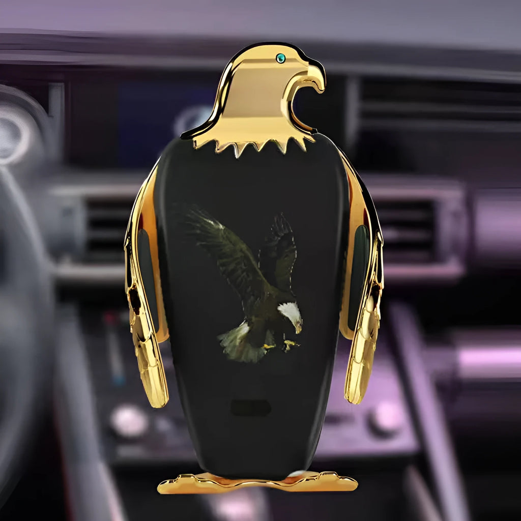 Eagle style wireless charging car phone holder with suction cup mount in four colour options.
