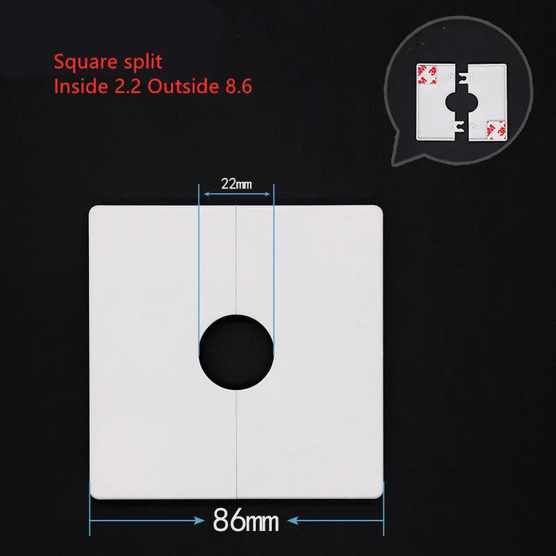 ABS decorative sticker covering ring for wall holes, available in 100mm, 86mm, and 90mm sizes with 3M glue