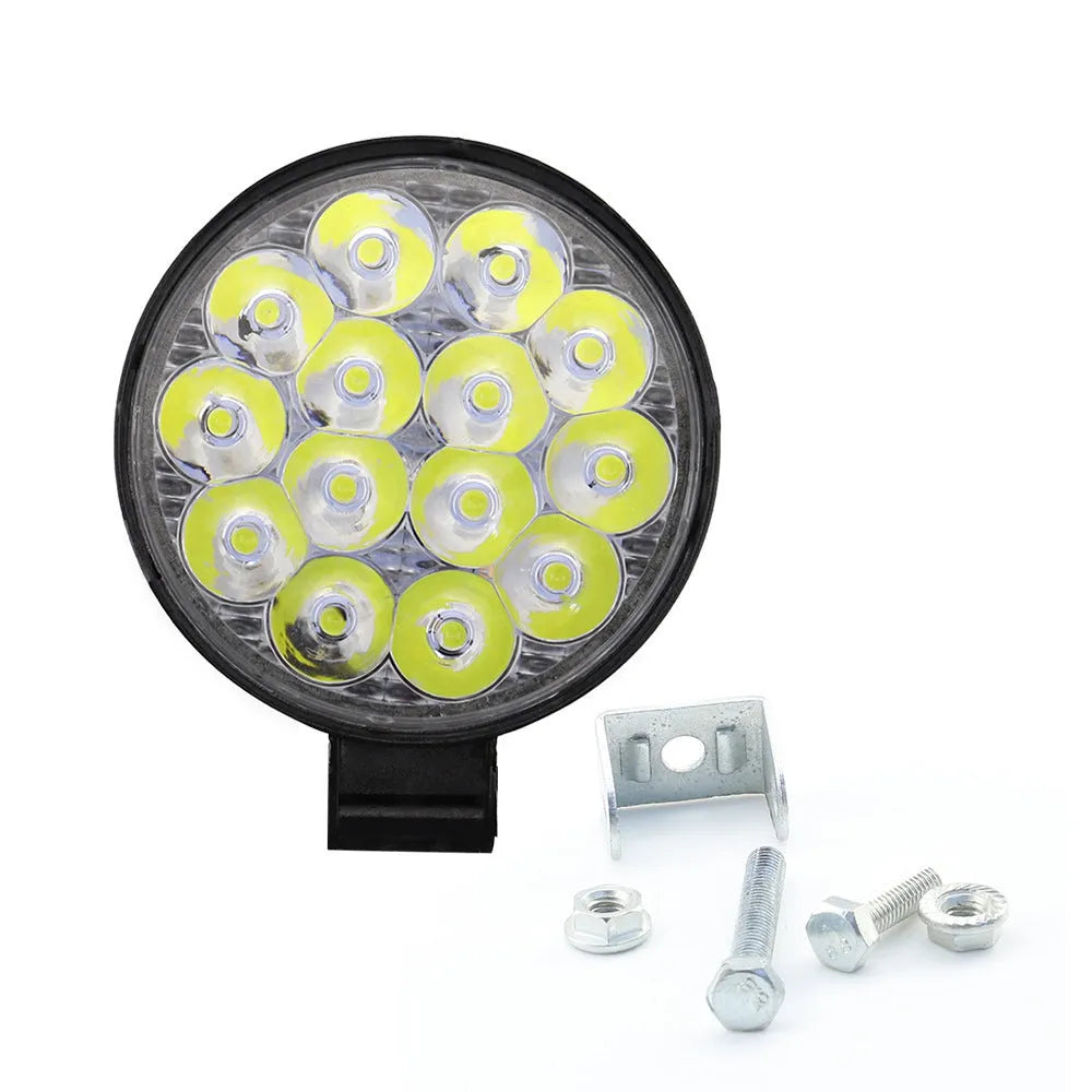 Small round white aluminium LED work light for vehicle mounting