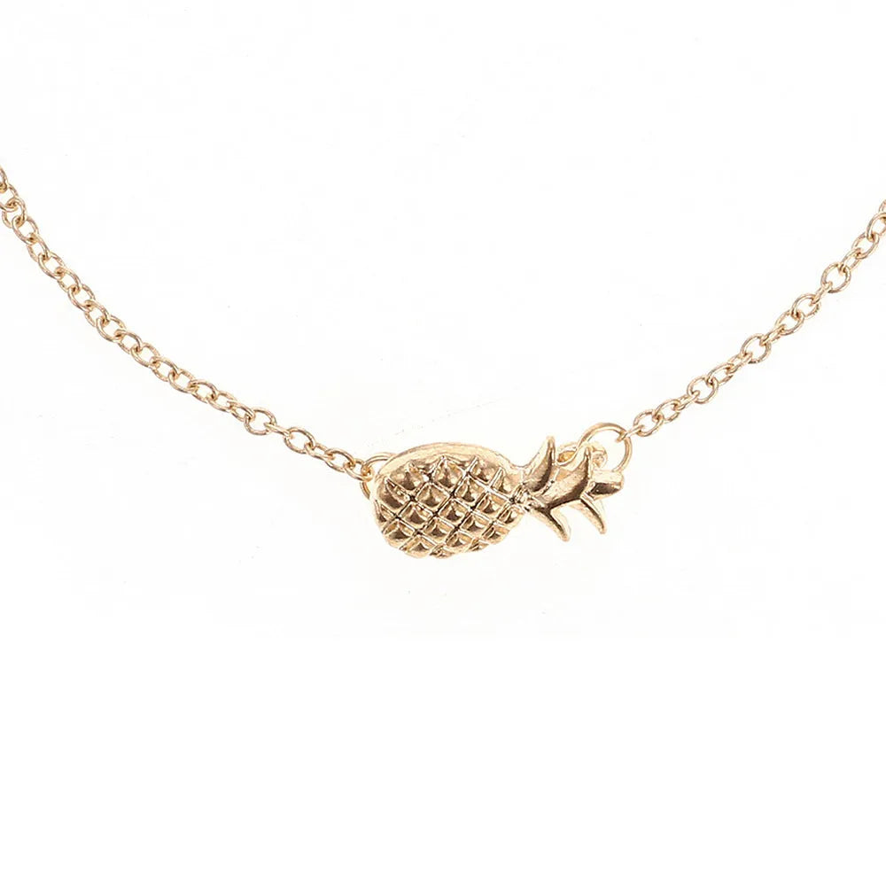 Alloy pineapple bracelet with adjustable wristband in gold or silver colour