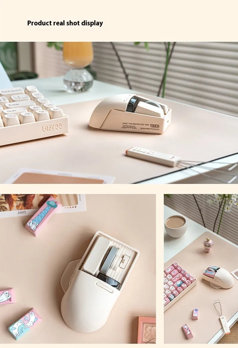 Xiaoqiao wireless computer mouse with ergonomic shape and seven buttons in tofu colour finish