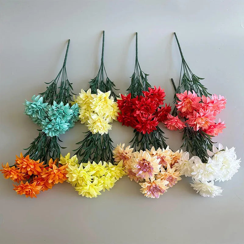 Silk flower bouquet with artificial roses and peonies in mixed colours for desktop fan display