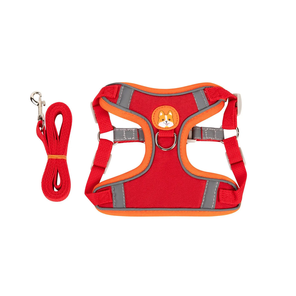 Adjustable dog haulage rope harness with anti-breaking vest in multiple colours