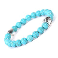 Stone bracelet with dog's paw design featuring Indian agate and tigereye beads in geometric arrangement