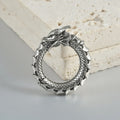 Large hollow out geometric dragon shape earrings in antique silver colour