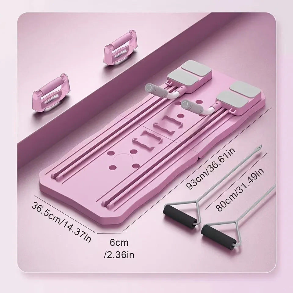 Blue and pink multifunctional supine board-wheel fitness equipment for abs and core training at home.