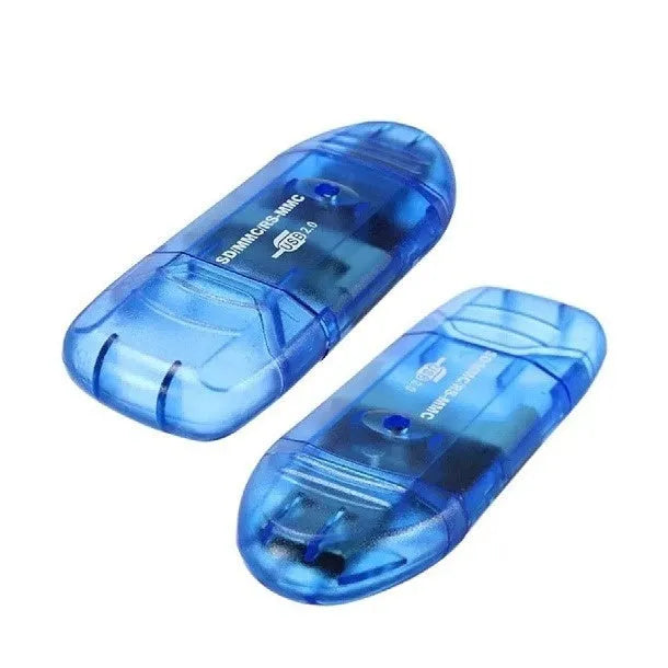 Transparent plastic USB card reader with LED options and card holder