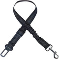 Nylon dog car seat belt towing rope in blue, 84cm extended length, on a white background