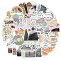 Pack of 50 colourful graffiti cartoon design adhesive stickers for luggage and notebooks.