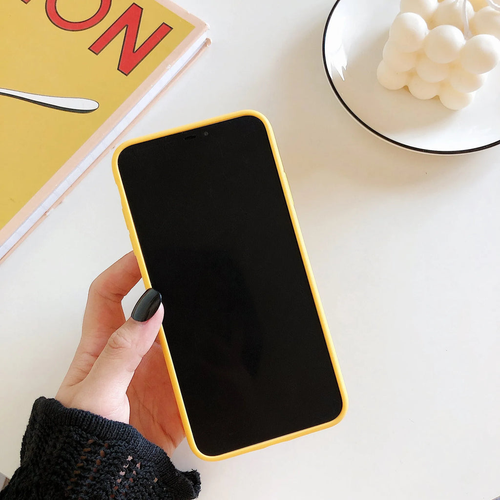 Creative banana squeeze solid colour IMD back cover phone case for iPhone, open banana design