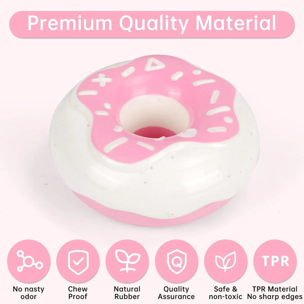Donut-shaped dog chew toy in Coffee colour with embossed surface on a plain background