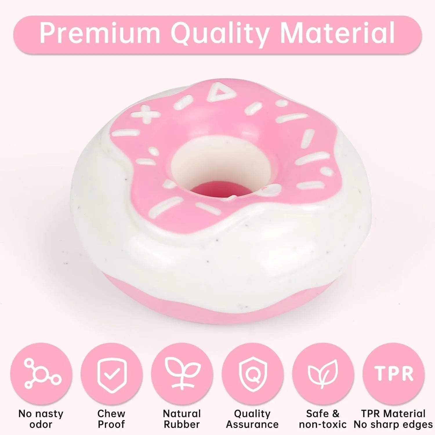Donut-shaped dog chew toy in Coffee colour with embossed surface on a plain background