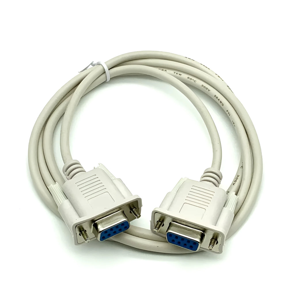 DB9 female to female RS232 serial cross cable 1.5 metres long with milky white insulation