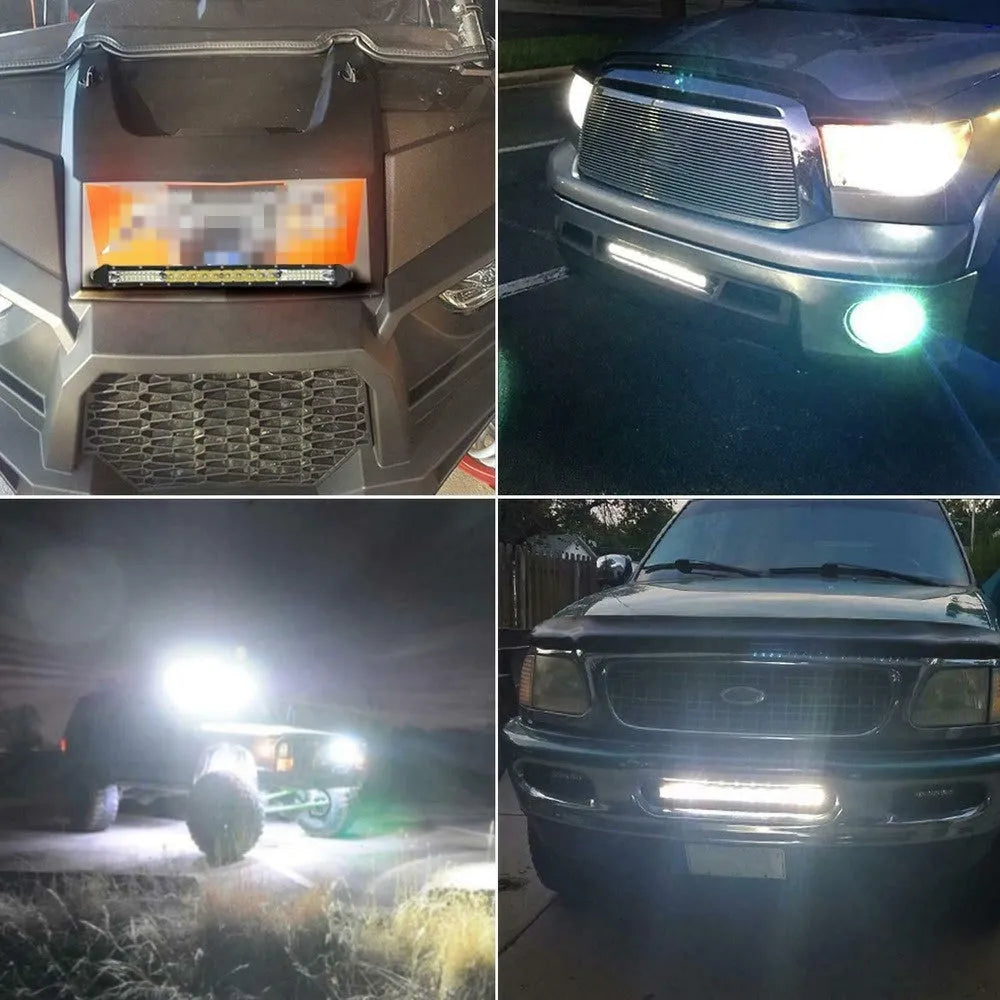 LED ultra-thin single row strip light in aluminium housing, white light, for roof or bumper mount