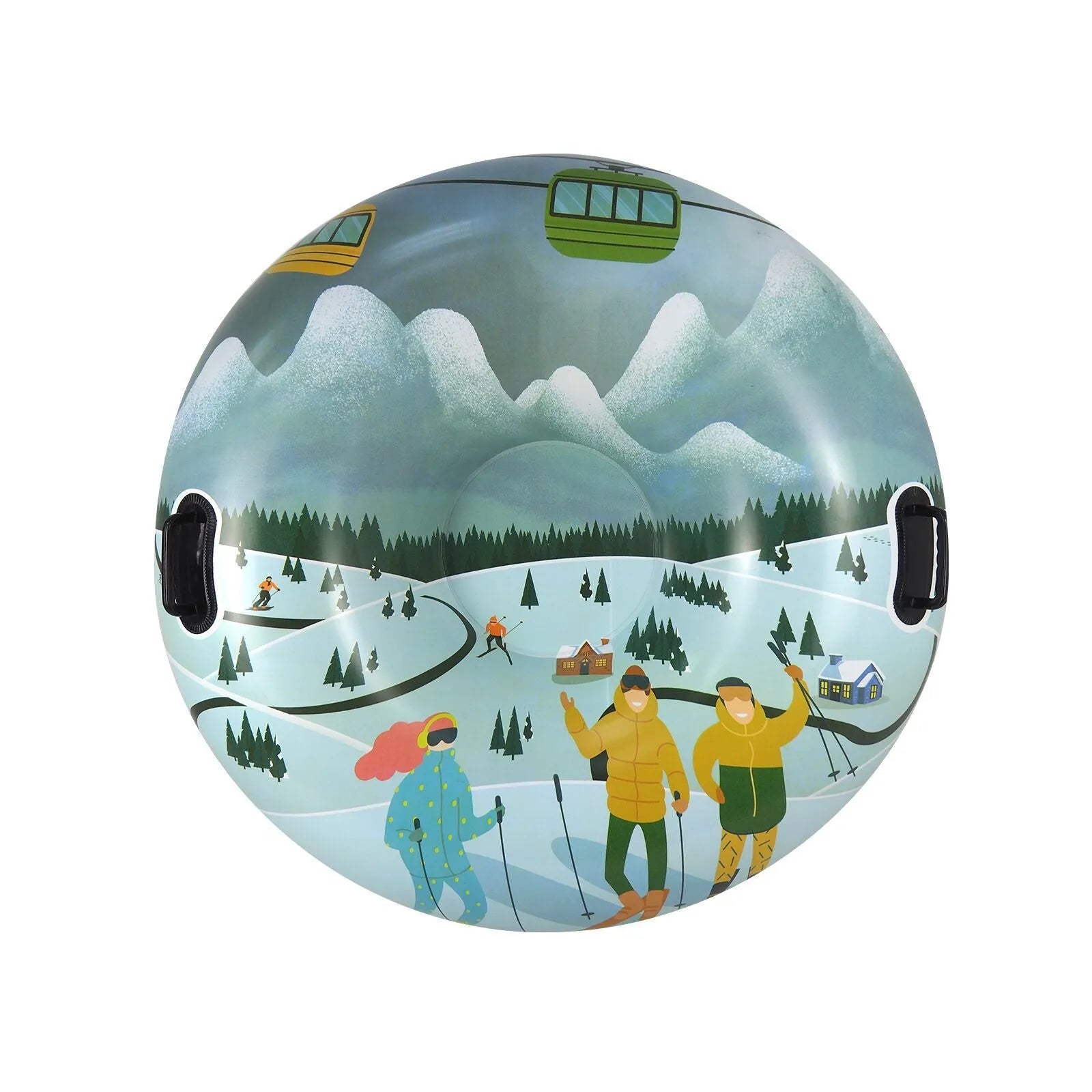 PVC winter ski ring toy with printed design for outdoor snow play