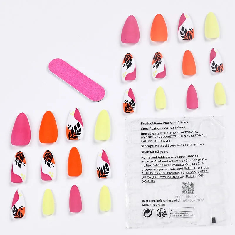 Wear Armour medium almond frosted nail stickers in four pattern designs