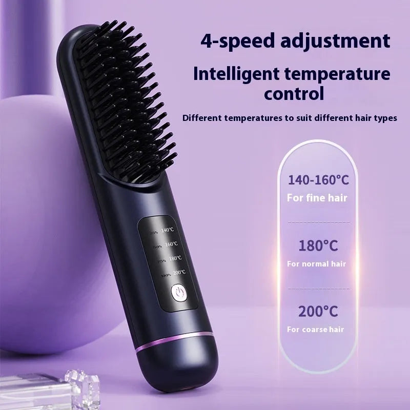 Portable charging negative ion straight hair comb in blue, grey, or white.