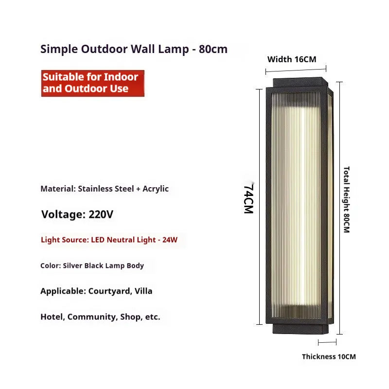 Outdoor wall lamp waterproof stainless steel for courtyard garden lighting with warm light option
