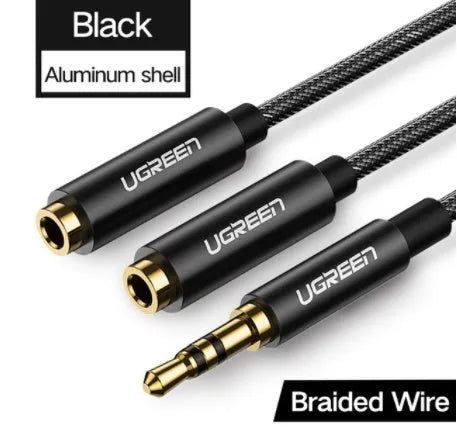 20cm 3.5mm audio cable with gold-plated connectors in black, grey or white colour options