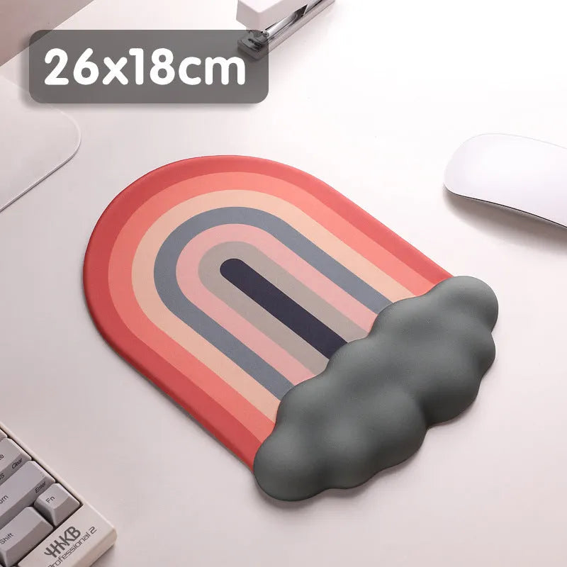 Cloud Rainbow silicone wrister mouse pad and keyboard support set with pastoral cloud pattern