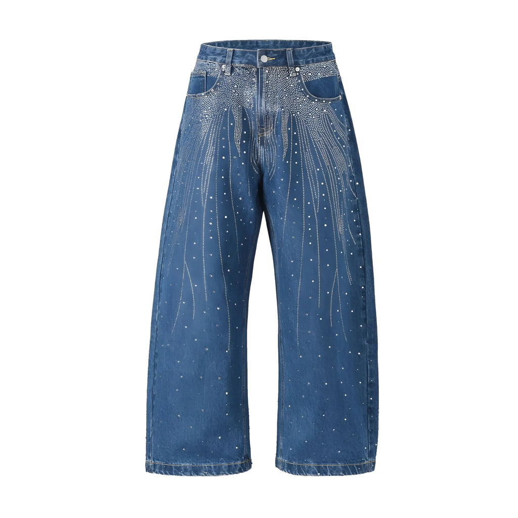 Loose-fitting cotton wide-leg trousers for teenagers, blue colour, pullover style, size 30-36