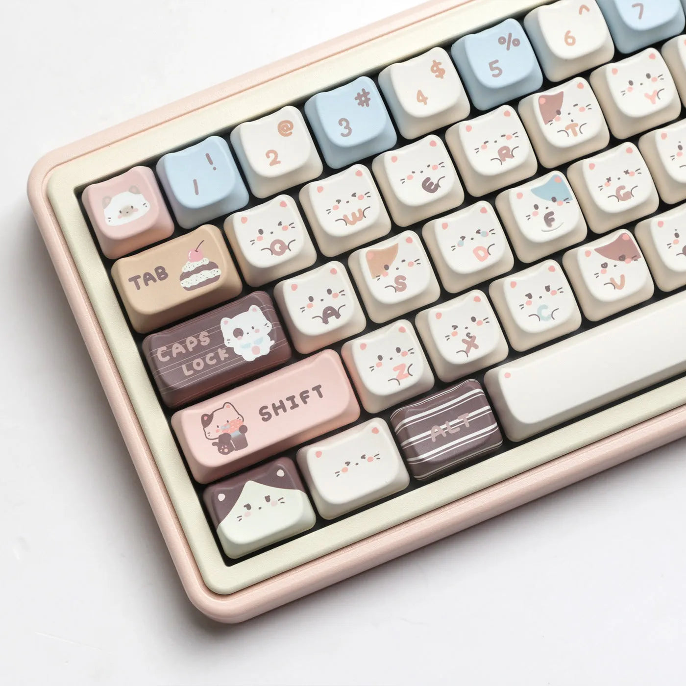 Sea Salt Cat themed PBT keycap set for mechanical keyboards with 7u supplementary keys