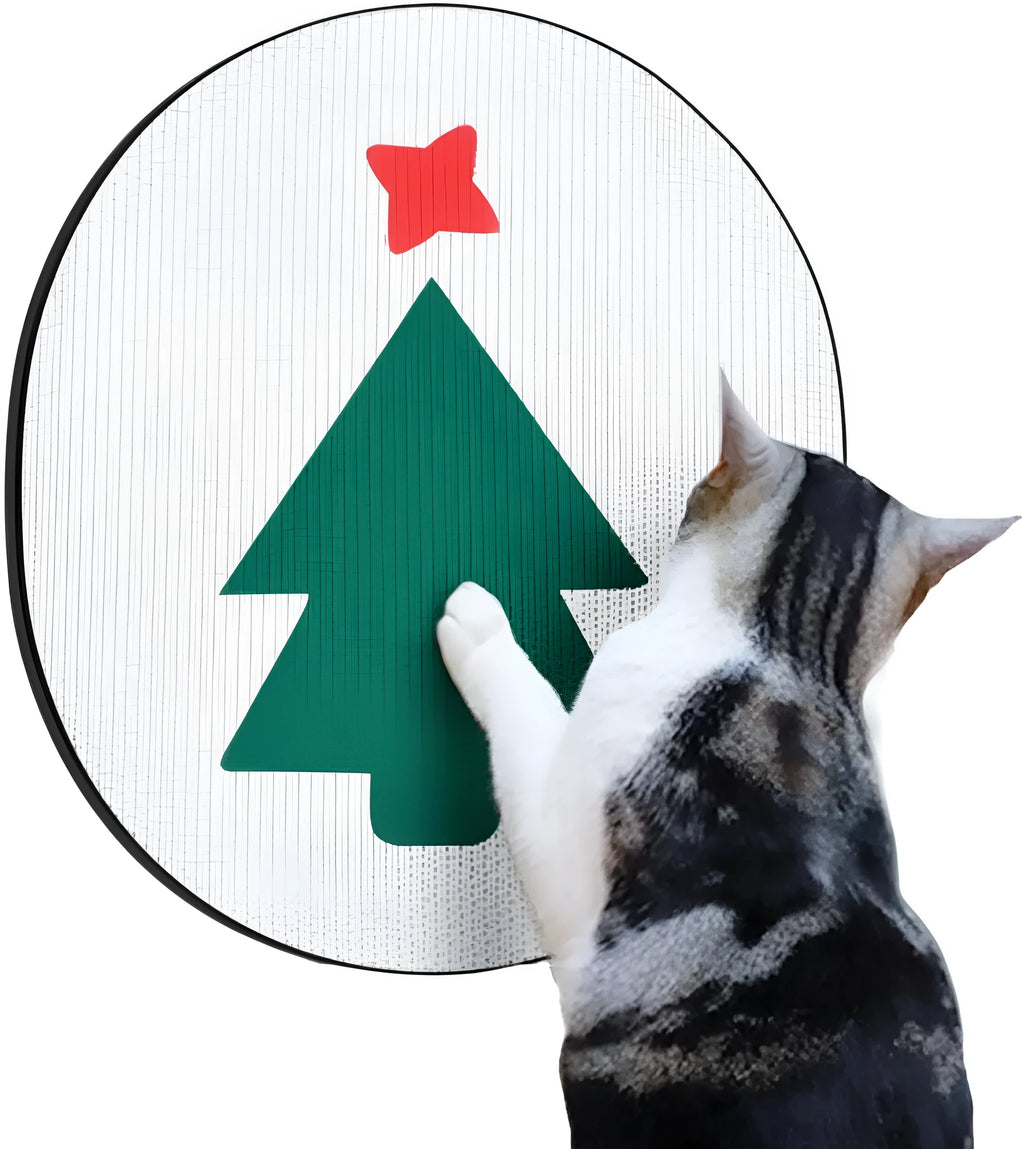 Wall mounted corrugated cardboard cat scratching pad with catnip measuring 35cm by 44cm