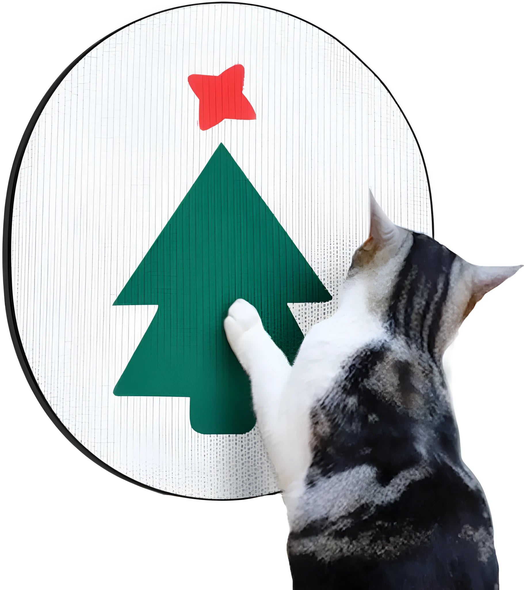 Wall mounted corrugated cardboard cat scratching pad with catnip measuring 35cm by 44cm