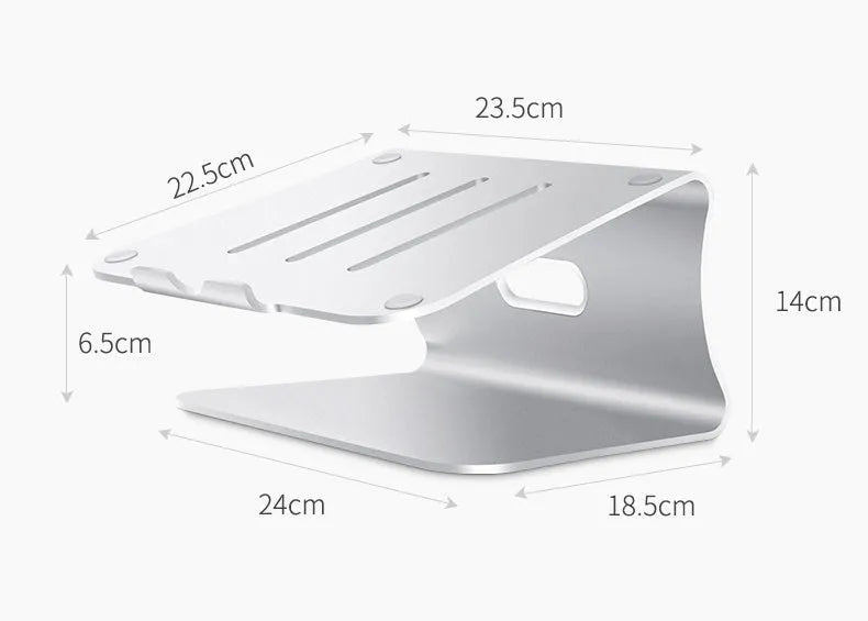 Aluminium notebook cooling bracket with rotary design in grey and silver colour options
