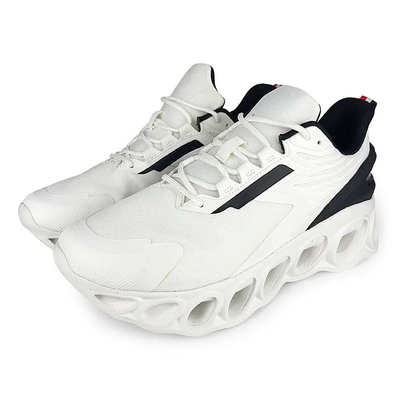 Men's low-top casual shoes in black with breathable mesh upper and lace-up front.