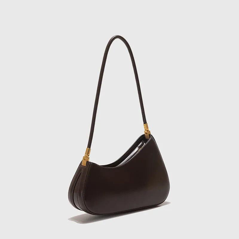 Oval-shaped retro underarm handbag for women in PU with a single shoulder strap, shown in multiple colour options.