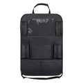 Black car storage bag made from Oxford fabric, measuring 61 cm by 41 cm, attached to a car seat back pocket