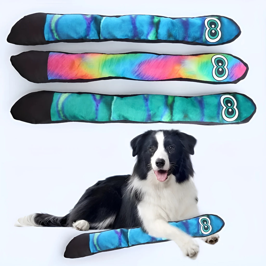 Snake dog squeaky toy multicolor plush striped non-filled interactive chew toy
