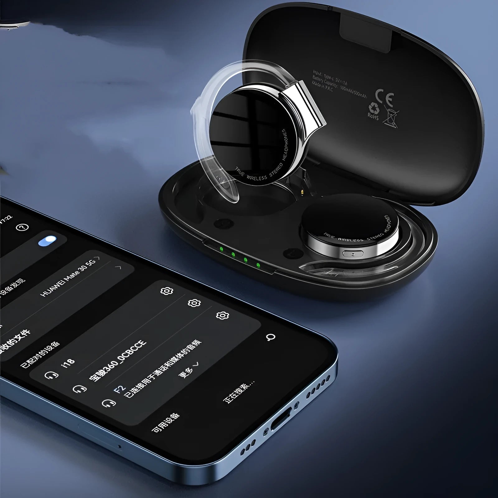 Black and white wireless sports Bluetooth earphones with 15m range showing ear plug design